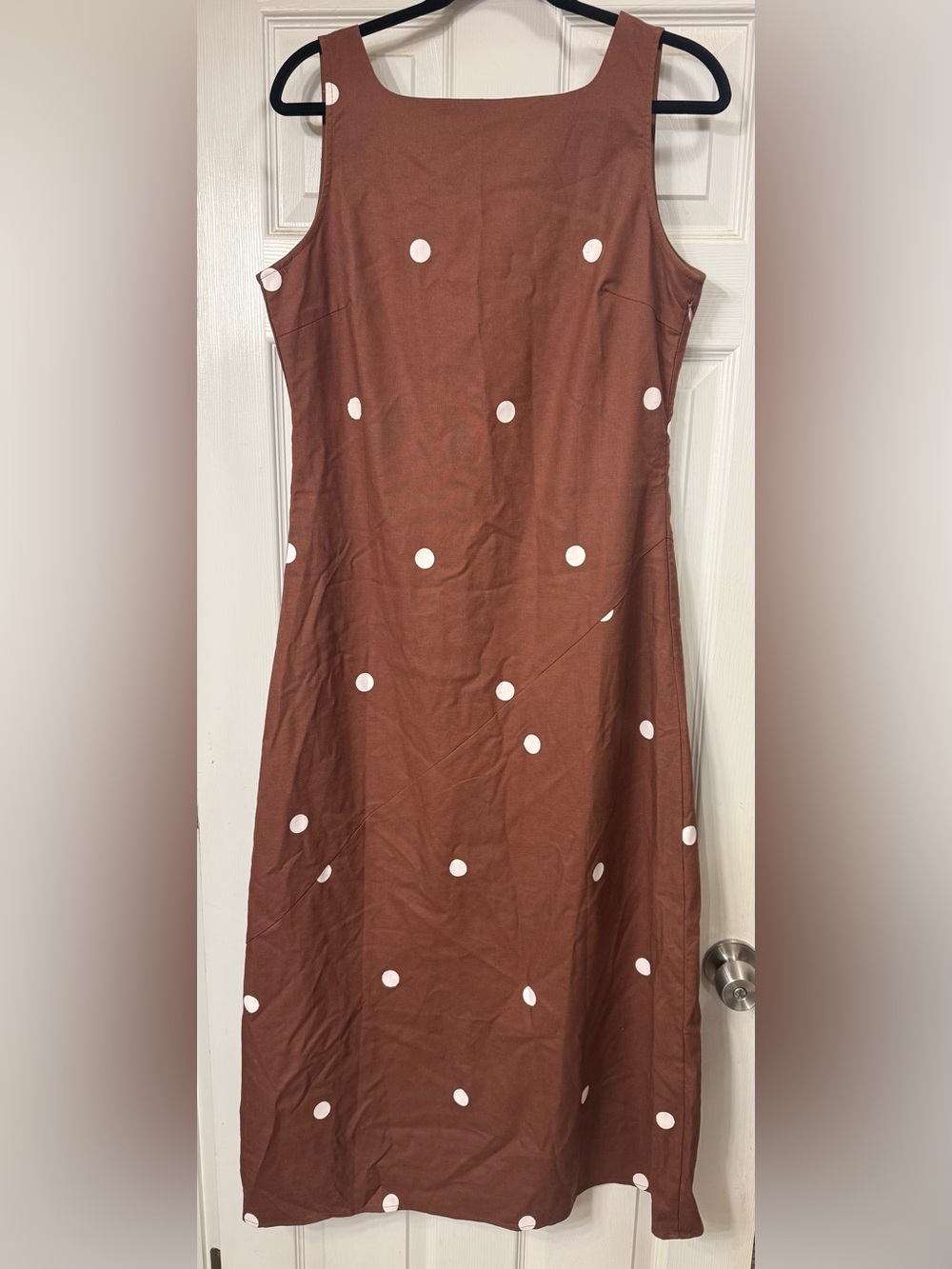 Rust Brown Linen-Cotton Blend Dress (Size L)